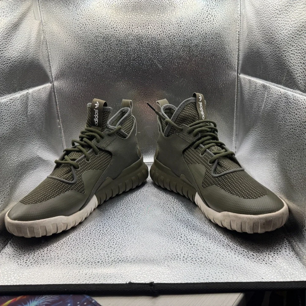 Size 8 Adidas Tubular X Dark Green Mid Top Lace Up Mens Sneaker‎ Shoes AF6369
